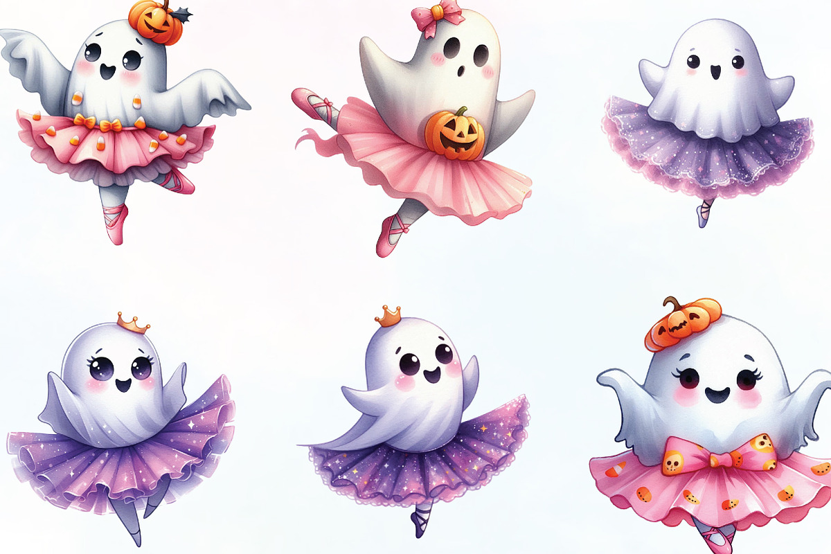 Halloween Ghost Dancing Ballerina, an Illustration by CraftArtStudio (Photo 2 of 6)