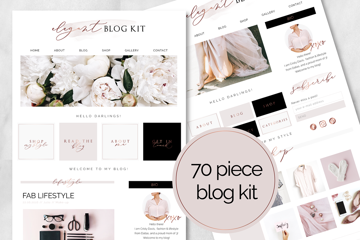 70 Piece Elegant Blog Kit, a Templates & Theme by Inky Jar Design Studio (Photo 1 of 8)