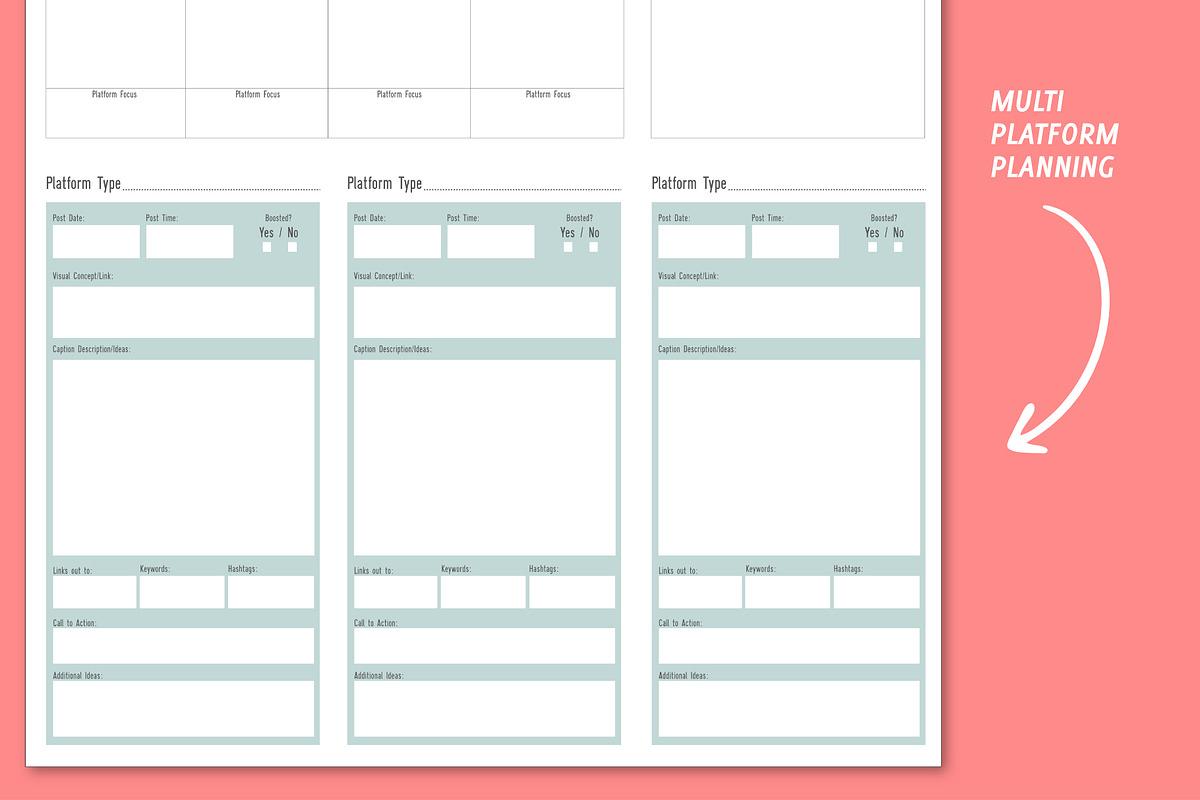 Printable Social Media Planner, a Stationery Template by Bella+Sophia Creative (Photo 3 of 4)