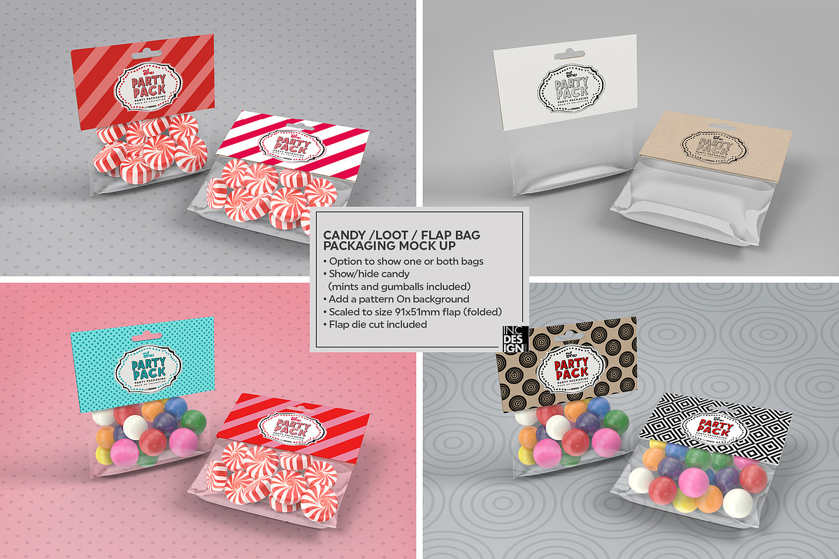 Candy Bag Packaging Mockup, a Cups & Container Mockup by INCDesign (Photo 3 of 6)