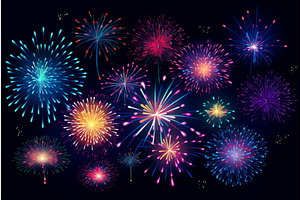 Colorful fireworks exploding in the, an Object Illustration by Ylivdesign