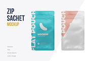 Zip Sachet Mockup. flat empty pouch, a Cups & Container Mockup by easymock (Thumbnail 1 of 8)