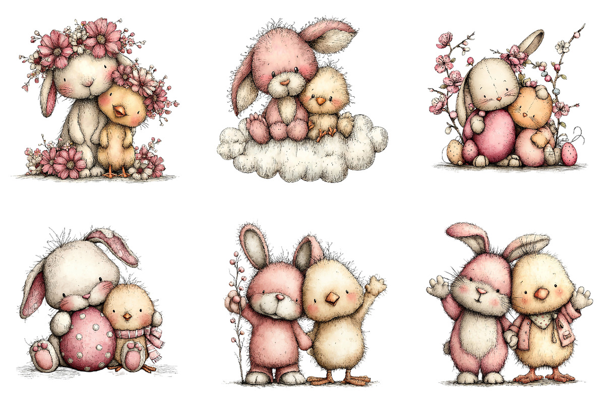 Easter Bunny Chick Clipart, an Illustration by CreationArt (Photo 4 of 7)