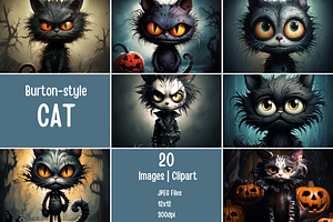 Tim Burton Style Halloween Cat