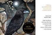Crystal Raven Esoteric Illustration, an Animal Illustration by The Dutch Lady Designs (Thumbnail 4 of 4)