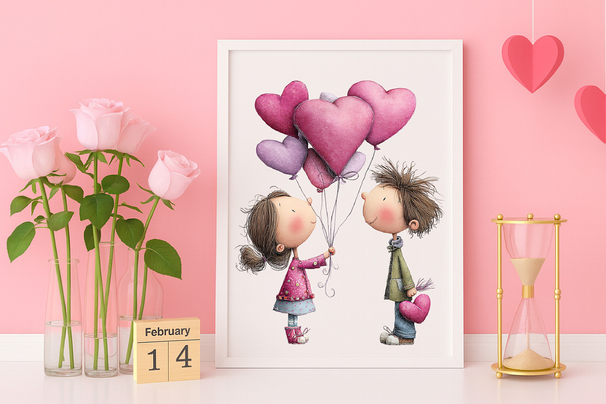 Whimsical Valentine's Day Couple, an Illustration by Canvas Craft (Photo 4 of 6)
