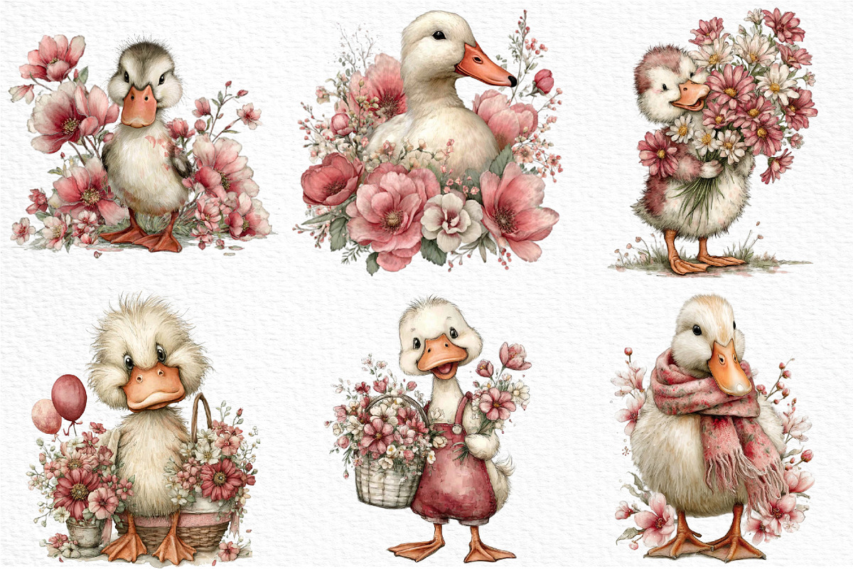 Whimsical Spring Duck Clipart Bundle, an Illustration by Craft Nest (Photo 5 of 10)