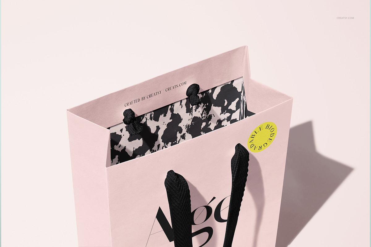 Cotton Handle Paper Gift Bag Mockup, a Packaging Mockup by creatsy5 (Photo 5 of 14)