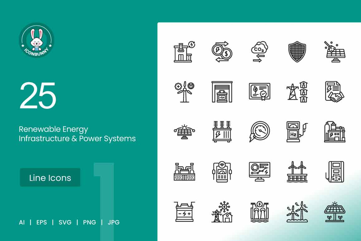 Renewable Energy Infrastructure icon, an Outline Icon by IconBunny (Photo 1 of 2)
