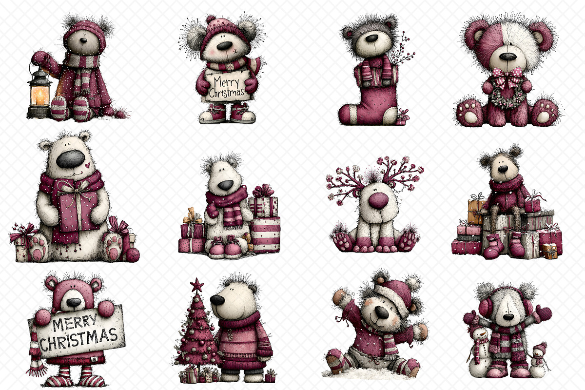 Christmas-bear-clipart, an Illustration by cherrydesign (Photo 3 of 3)