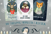 Watercolor Christmas Medallions, an Animal Illustration by Watercolor Nomads (Thumbnail 1 of 3)
