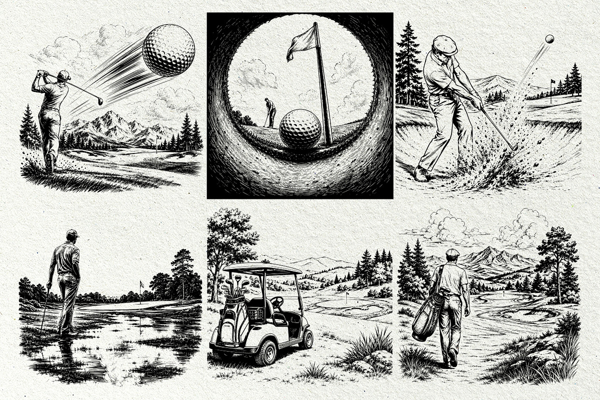 Golf Sport Line Art Graphics, a Sport Illustration by DENIDigitalArtSudio (Photo 4 of 7)
