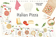 Italian Pizza Watercolor Recipe Set, a Food Illustration by Sunshine Art (Thumbnail 1 of 13)