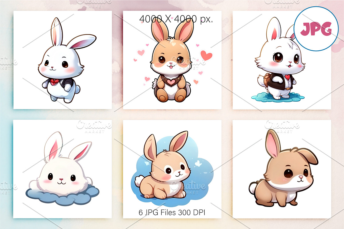Cute cartoon Bunny 05.TShirt Sticker, an Animal Illustration by KENO Mascots (Photo 3 of 8)