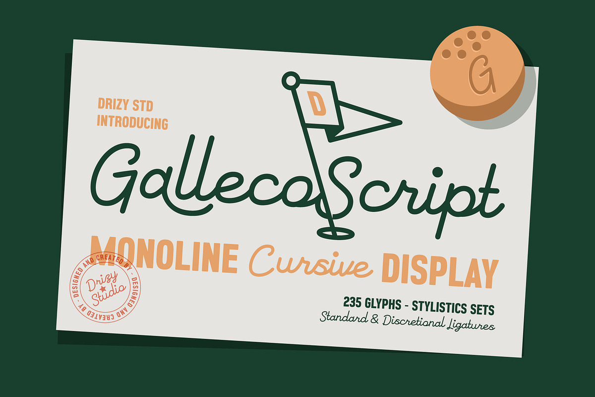 Galleco Script – Monoline Cursive, a Script Font by Drizy (Photo 1 of 10)