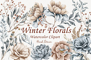 Watercolor Winter Florals Collection, a Decorative Illustration by BarvArt (Thumbnail 1 of 14)