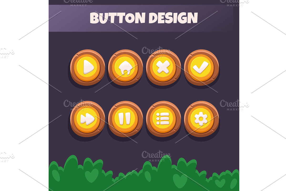 Game ui set of Buttons. GUI design, a Graphic by BabySofja