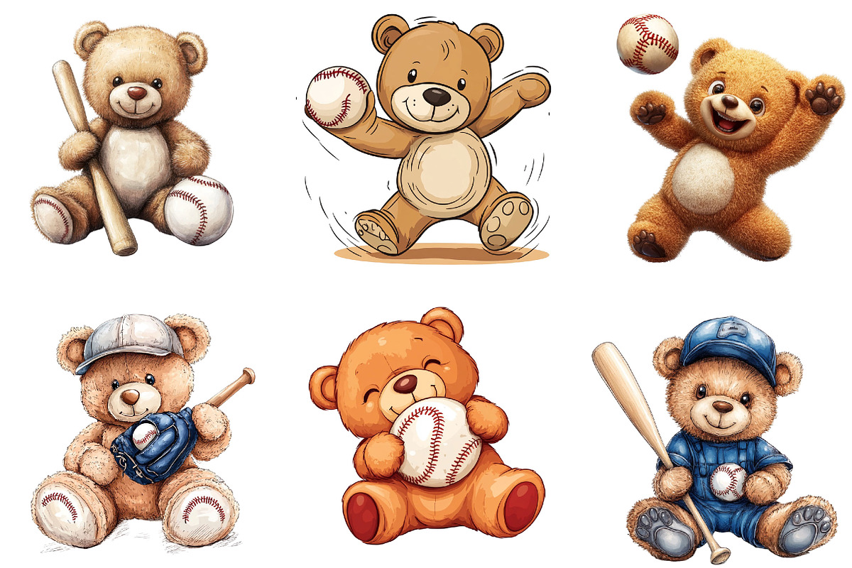 Teddy Bear Playing Baseball Clipart, an Illustration by Designking (Photo 5 of 5)