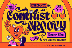 Contrast Groovy Typeface, a Serif Font by alit design