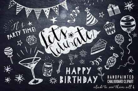 Chalkboard Birthday Party Clipart