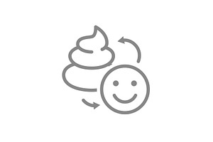 Poop with happy face line icon, an Object Illustration by GraphiShop