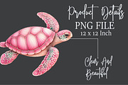 Watercolor Pink Sea Turtle Clipart, an Illustration by Rose Art (Thumbnail 6 of 7)