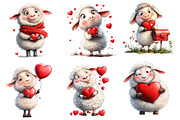 Valentine's Day Sheep Clipart Bundle, an Illustration by Dream Creation (Thumbnail 4 of 5)