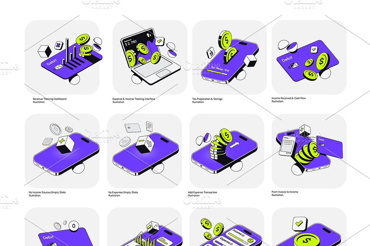 Fintech App Illustrations set, a Finance Illustration by Creative Graphics (Photo 4 of 4)