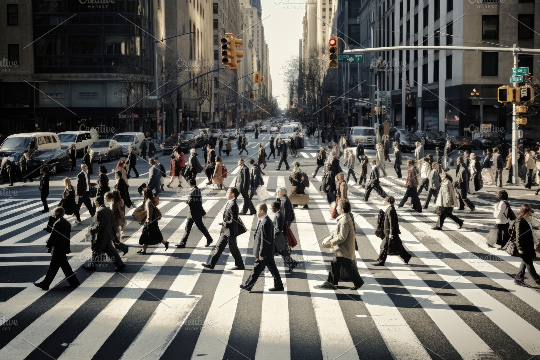 People crossing the street in New Yo, a Photo by Iftikhar Alam