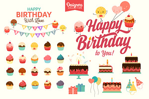Big set of Birthday Party elements