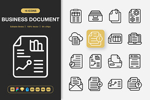 Business Document Icons, an Outline Icon by Spacepixel Creative