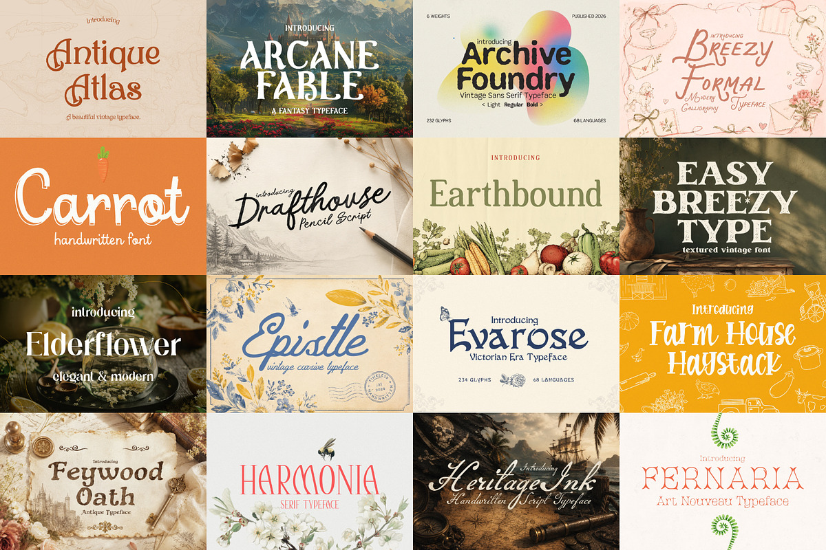 Cottagecore Font Bundle - 90 Fonts!, a Serif Font by HipFonts (Photo 3 of 20)