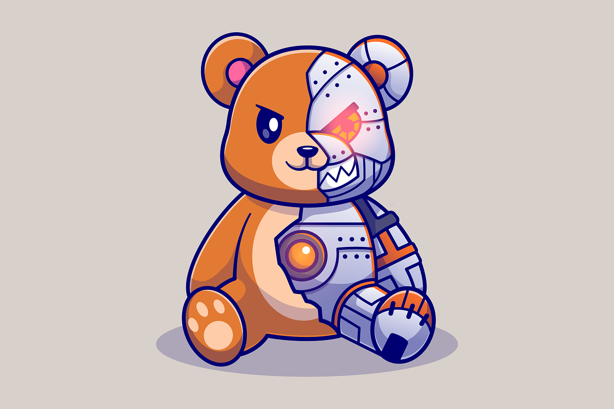 Cute Bear Robot Cyborg Cartoon, an Animal Illustration by Catalyst Labs (Photo 1 of 3)