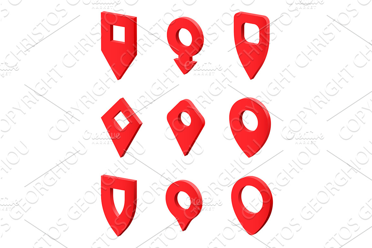Map Pointer Location Icon Set, an Object Illustration by Christos Georghiou