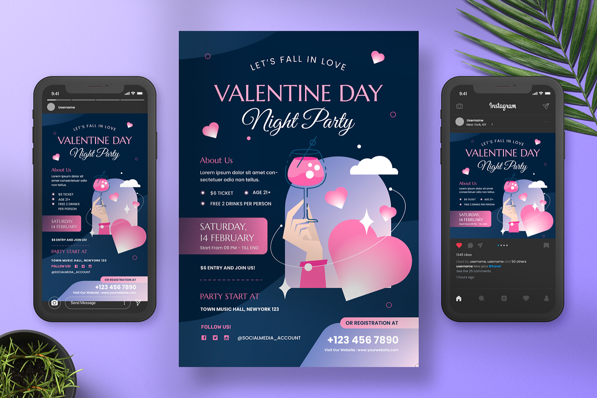 Valentine Night Party Flyer, a Flyer Template by Annora Studio (Photo 3 of 4)