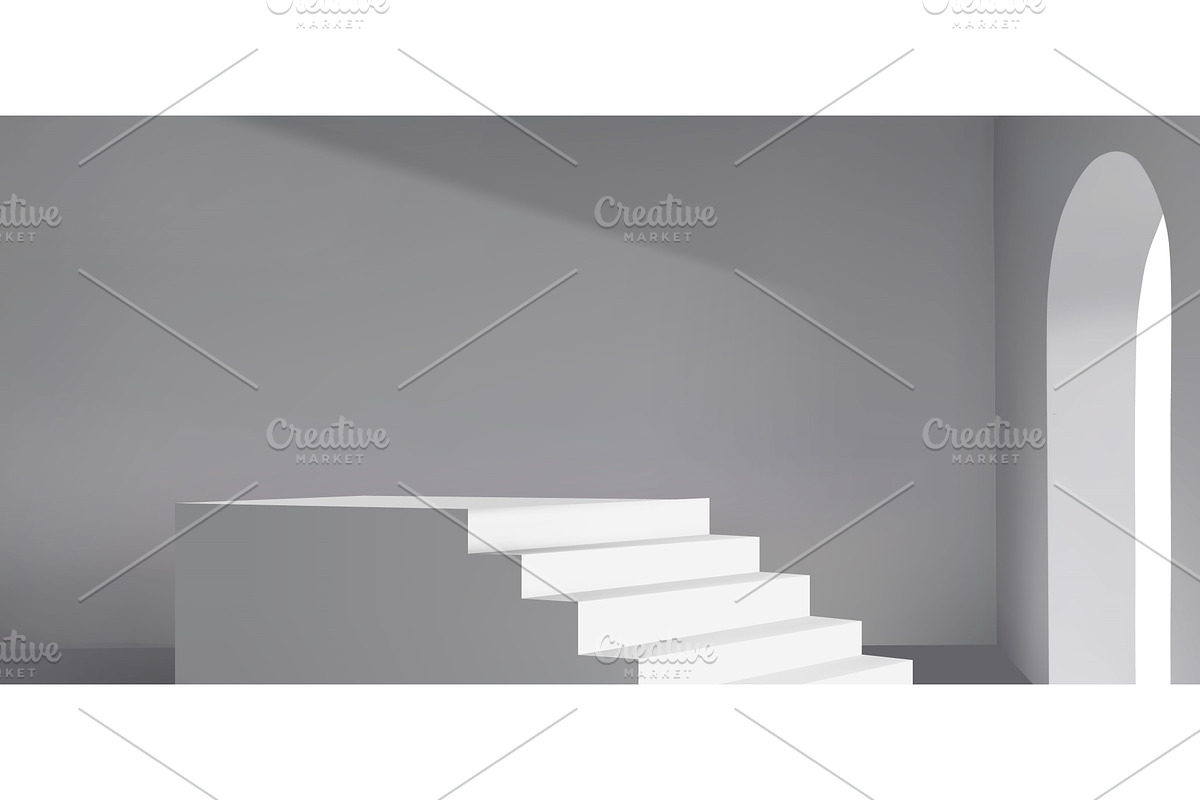 White 3D stair podium with arch, an Illustration by art PVP - market