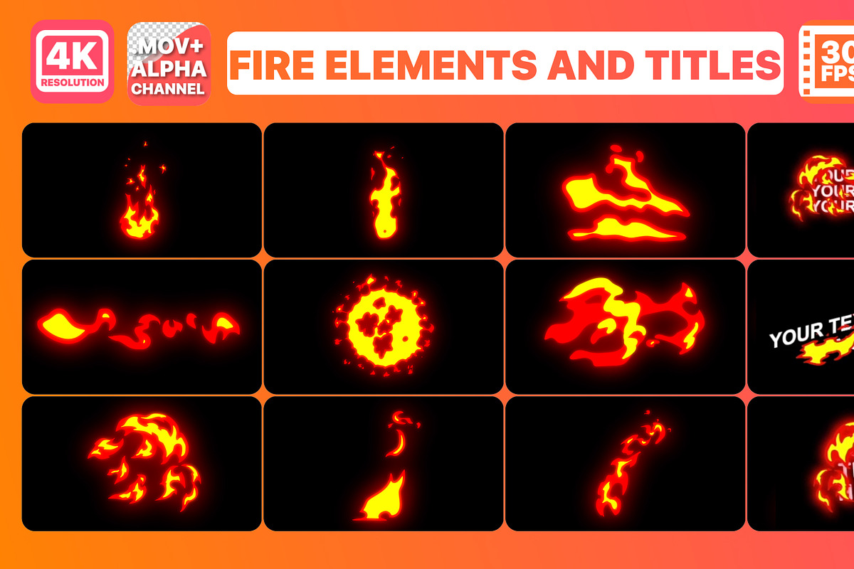 Hand Drawn Fire Elements Pack, a Templates & Theme by FlashFXbox