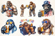 Bigfoot Holding Beer 4th of July PNG, an Illustration by DreamCafeArt (Thumbnail 2 of 6)