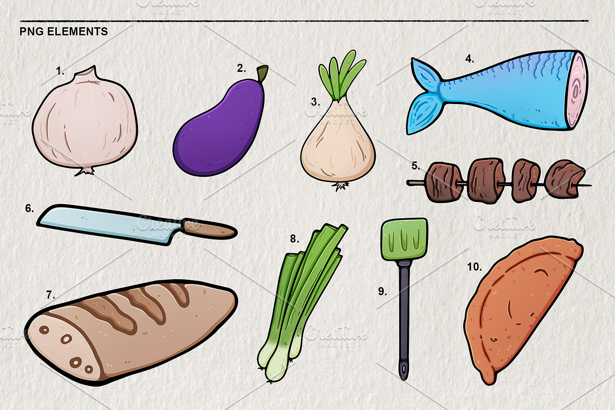 Kitchen set items and food 44 PNG, a Food Illustration by LOKSKIH (Photo 3 of 7)