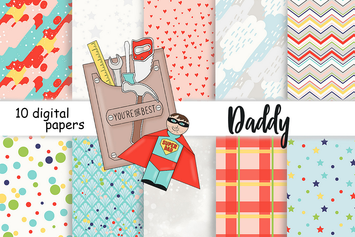 Fathers Day Digital Paper, a Pattern Graphic by GlamArtZhanna (Photo 2 of 3)