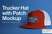 Trucker Hat with Patch Mock, a Hat Mockup by Sombrero Craft (Thumbnail 1 of 3)