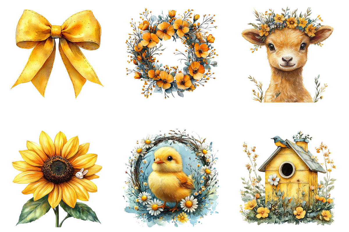 Yellow Easter Country Clipart PNG, an Illustration by SinaCreation (Photo 2 of 4)