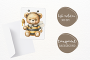 Bear and Bee Watercolor Clipart, an Animal Illustration by Maysa Art (Thumbnail 4 of 6)