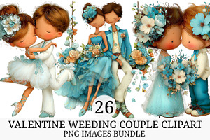 Valentine Weeding Couple Clipart, an Illustration by Craft Nest
