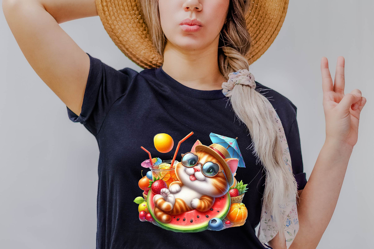 Funny Cat Summer PNG Sublimation Cli, an Illustration by SVGArt (Photo 4 of 8)