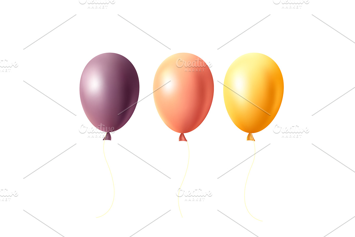 Set of realistic 3D balloons, an Object Illustration by Liudmyla Matviiets