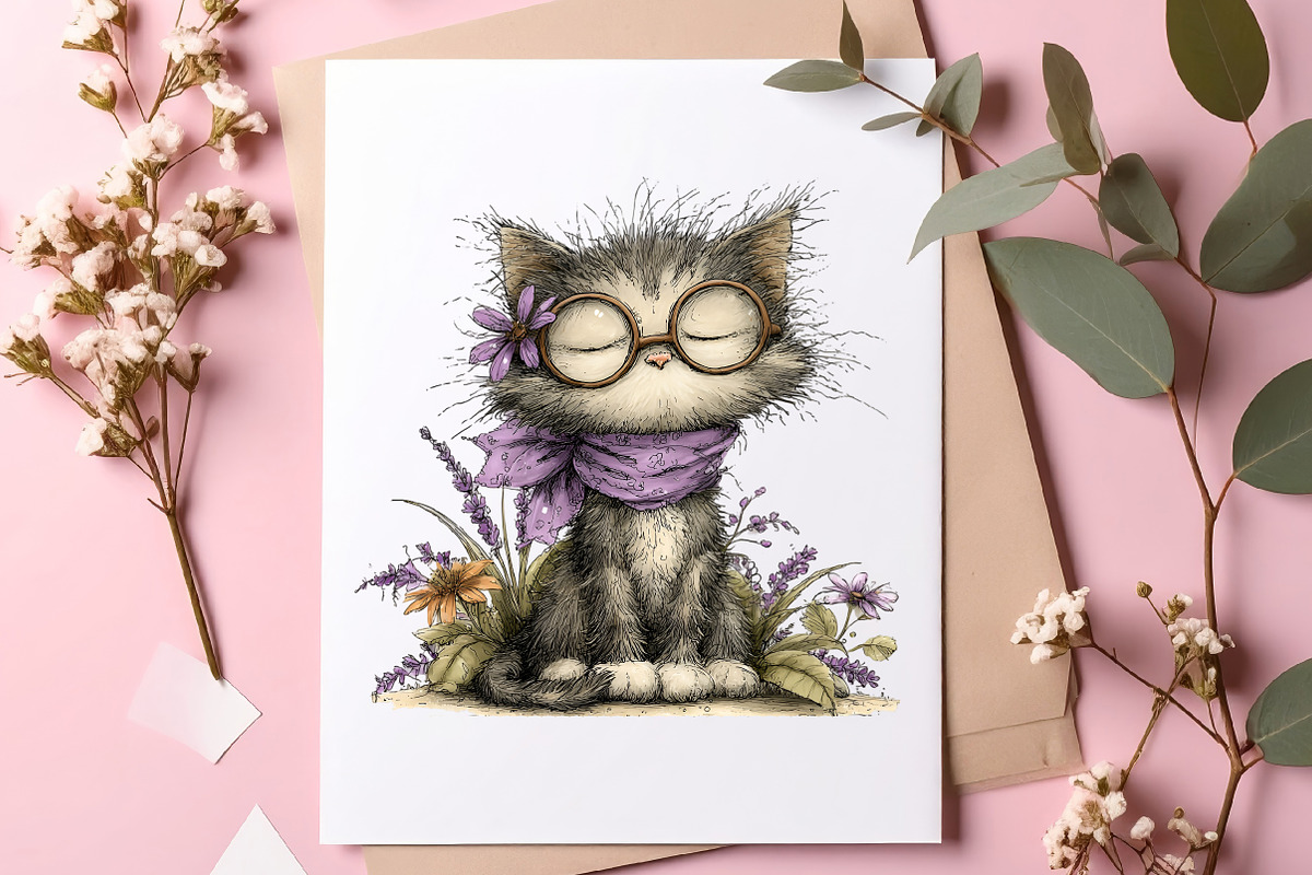 Whimsical summer cats clipart, an Illustration by SinaCreation (Photo 7 of 8)
