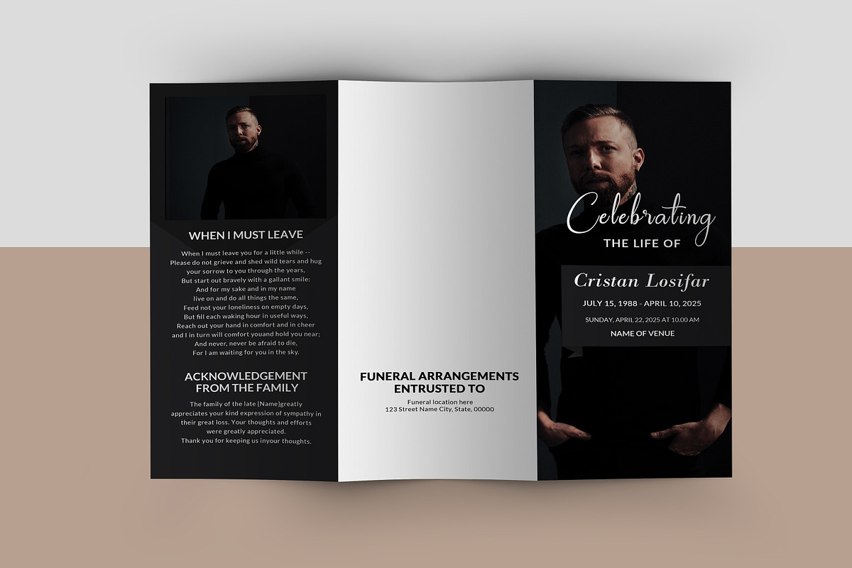 Trifold Funeral & Prayer Card, a Brochure Template by crazyOWL (Photo 7 of 9)