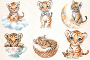 Watercolor Tiger Clipart Bundle, an Illustration by DreamCafeArt (Thumbnail 3 of 7)