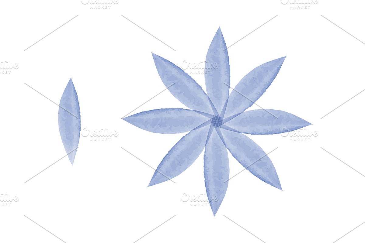 Gentle blue watercolor flower and, an Object Illustration by okskukuruza